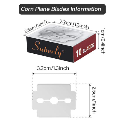 Stainless steel pedicure corn plane blades close up overview