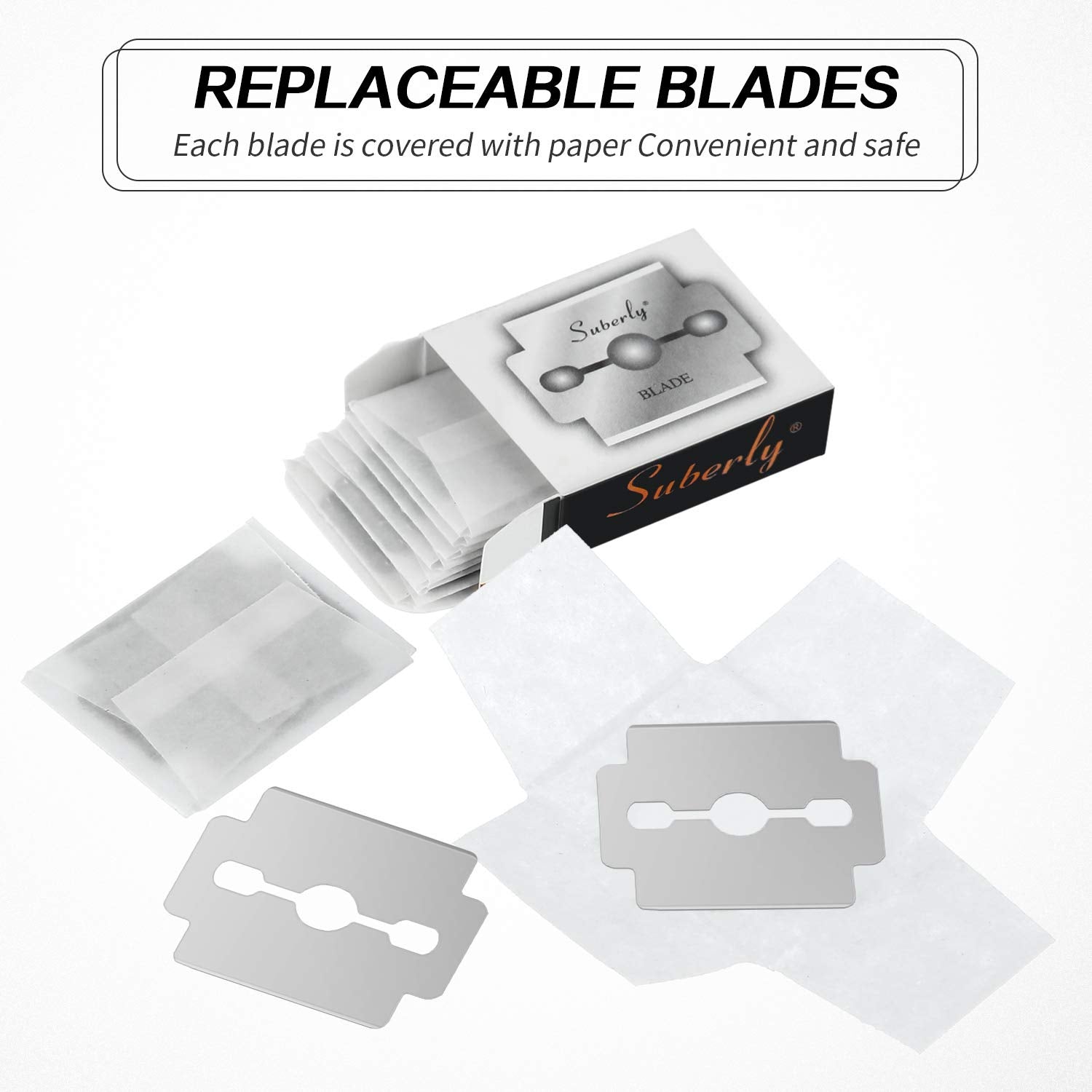 Mudder foot care replacement blades spread out on clean surface