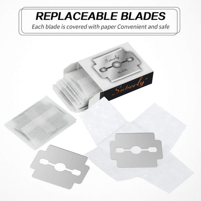 Mudder foot care replacement blades spread out on clean surface