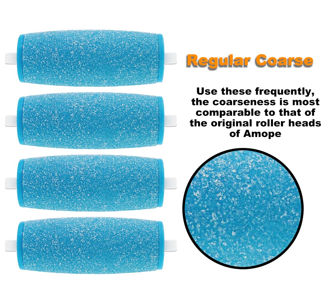 Regular coarse blue replacement roller heads side view demonstrating the attachment pin design