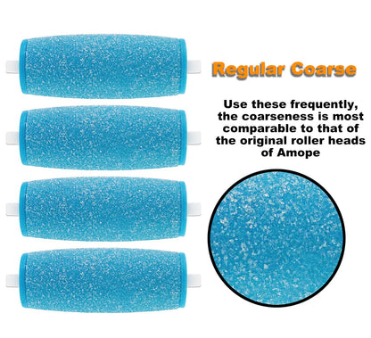 Regular coarse blue replacement roller heads side view demonstrating the attachment pin design