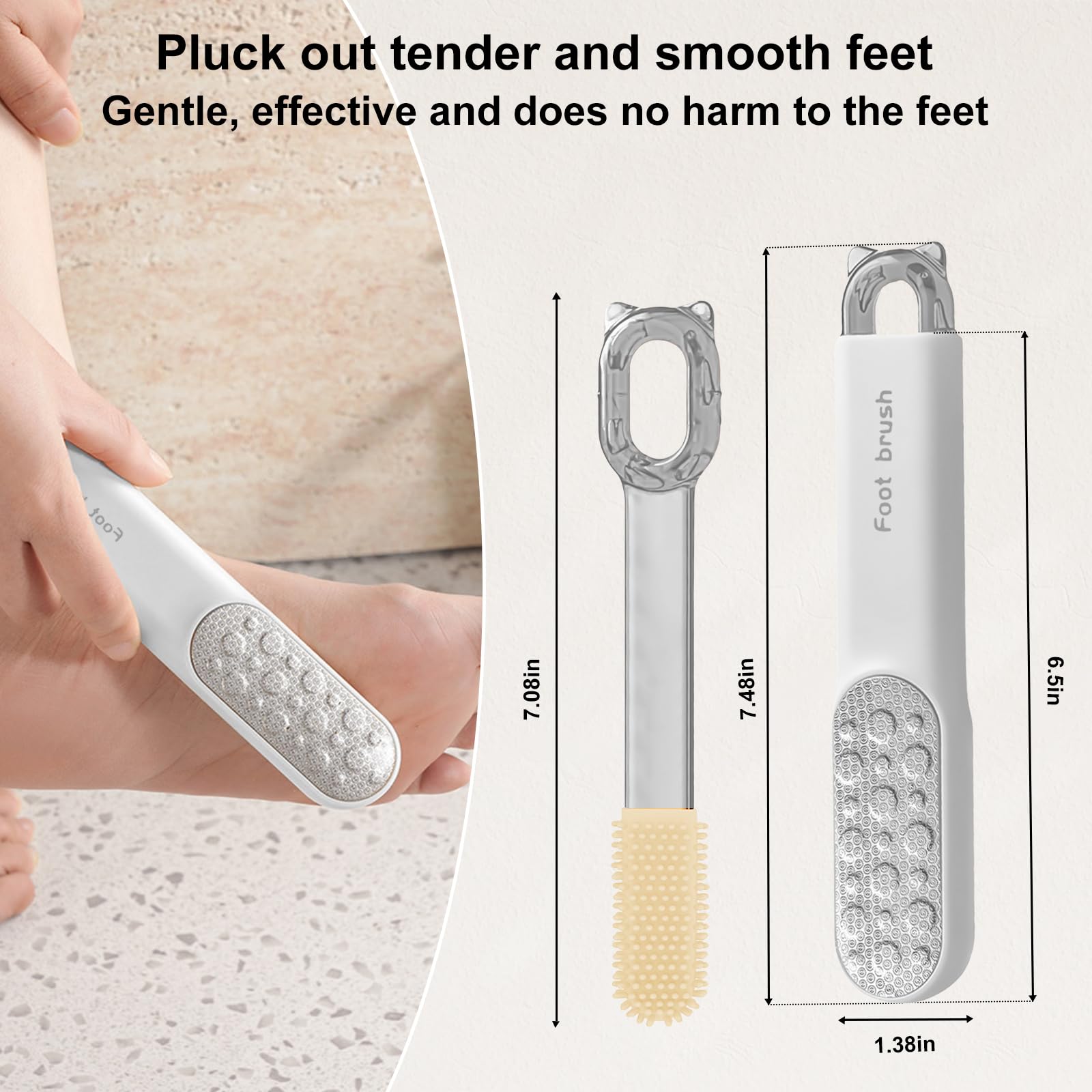 Yanci pedicure tool showing white handle and hanging loop