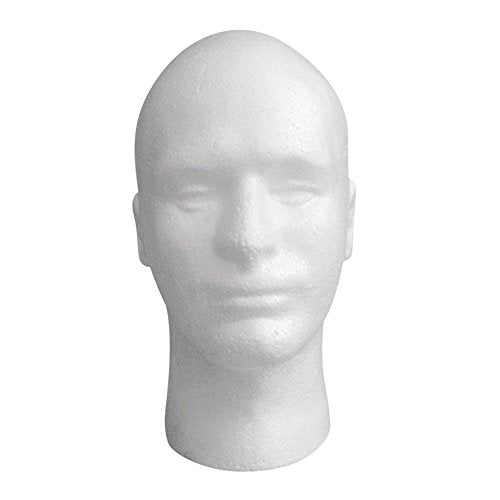 White styrofoam foam manikin head model for styling and securing wigs