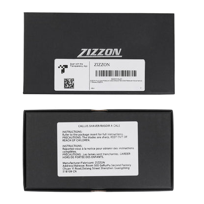 Side profile of the ZIZZON pedicure razor showing the contoured handle curvature