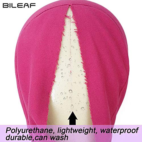 Bileaf pink 22 inch canvas manikin head showing built-in mount hole for styling