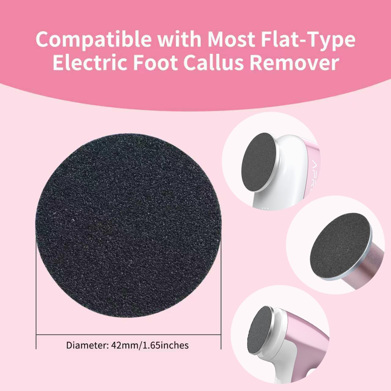 Close up view of Aprelm electric foot file replacement sandpaper pads.
