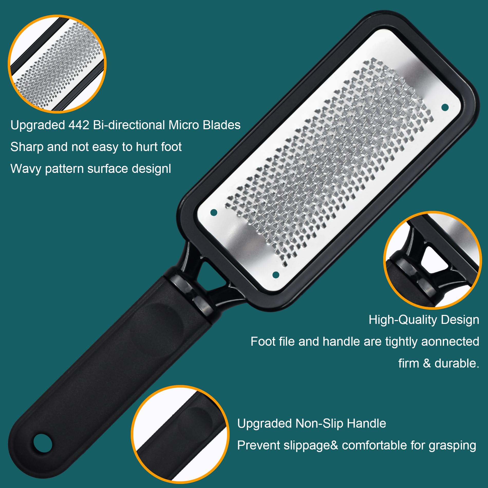 Two piece stainless steel foot file set for professional pedicure
