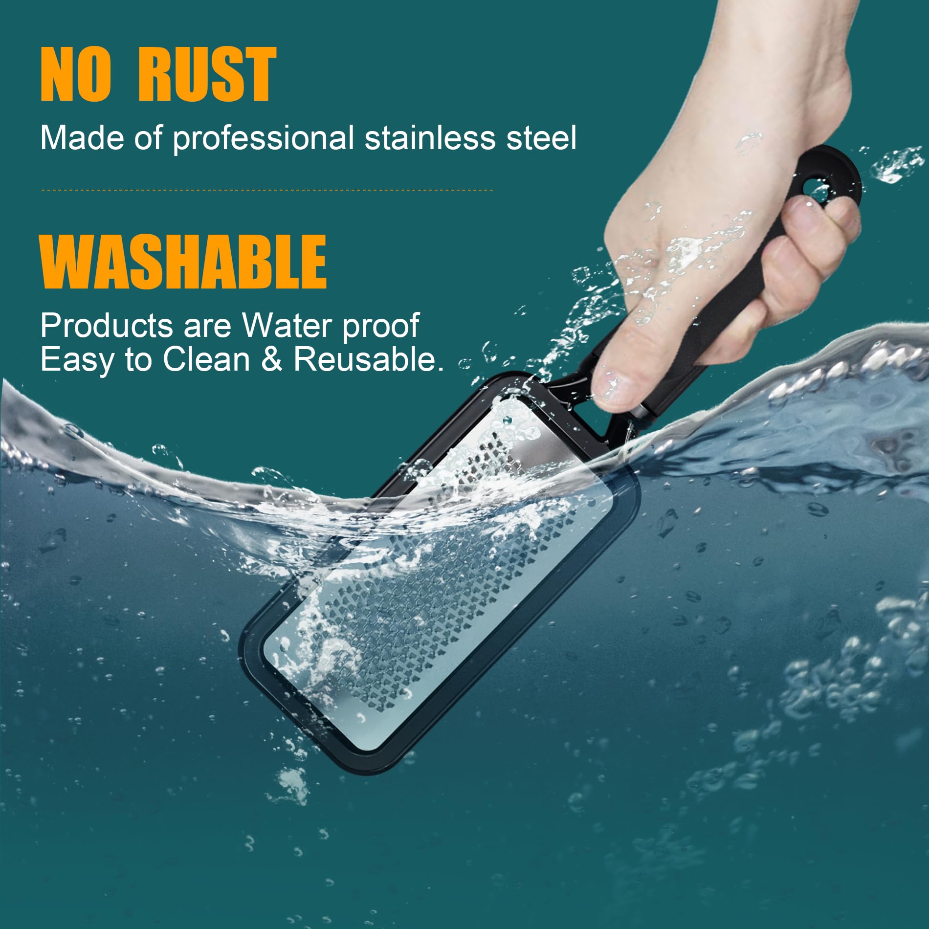 Close up of professional stainless steel wavy pattern foot rasp surface