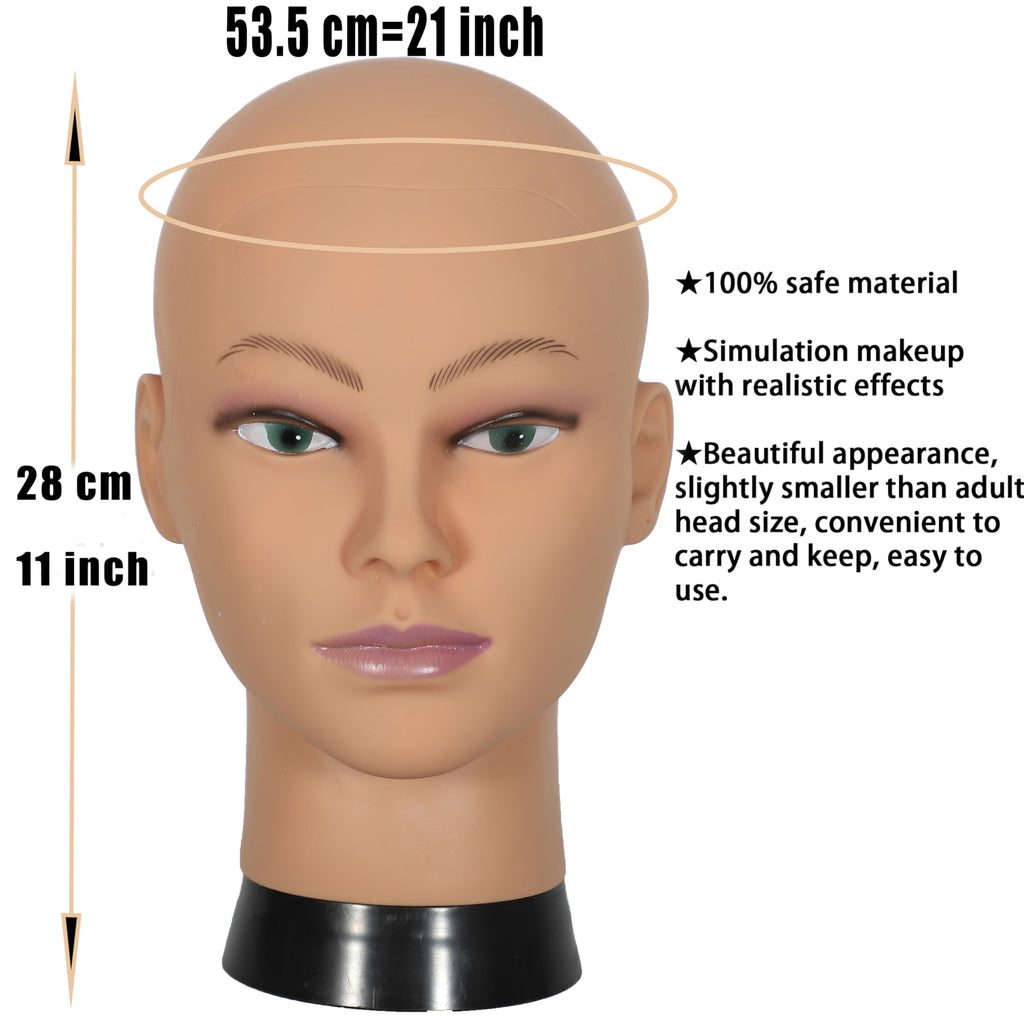 Bald mannequin head used for hat and glasses display