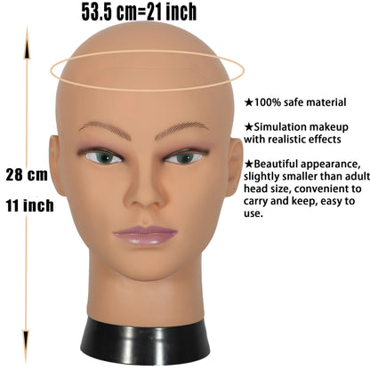 Bald mannequin head used for hat and glasses display