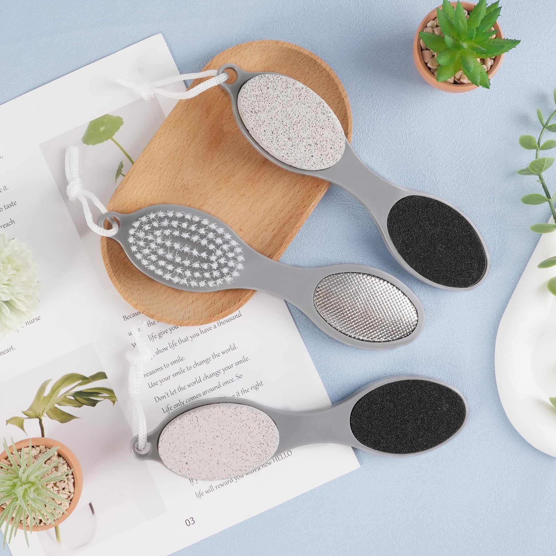 Set of three TaShow foot brushes for home use