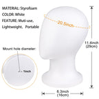 Faceless styrofoam head used as a wig stand on a salon table