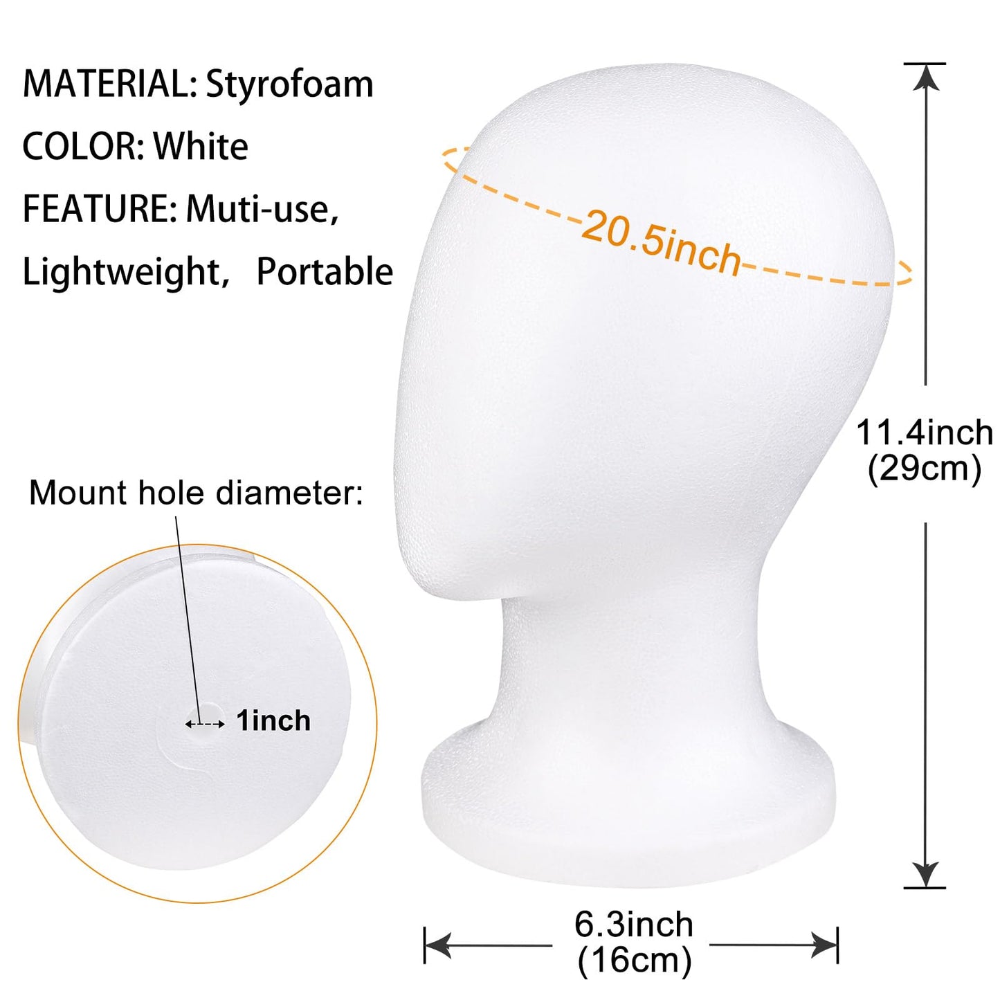 Faceless styrofoam head used as a wig stand on a salon table