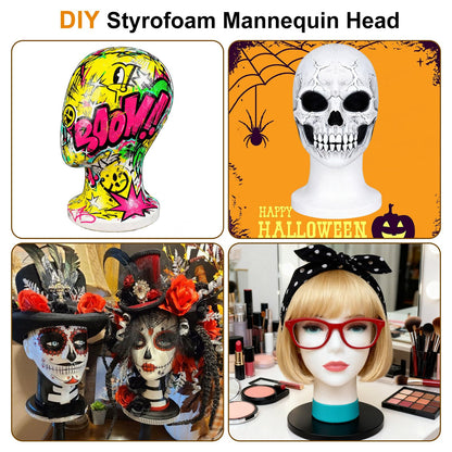 AceOrbit 3 PCS foam mannequin head set for home and salon use
