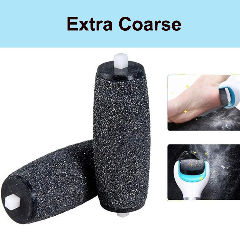 Twelve pack bundle of black extra coarse pedicure refill rollers for callus remover