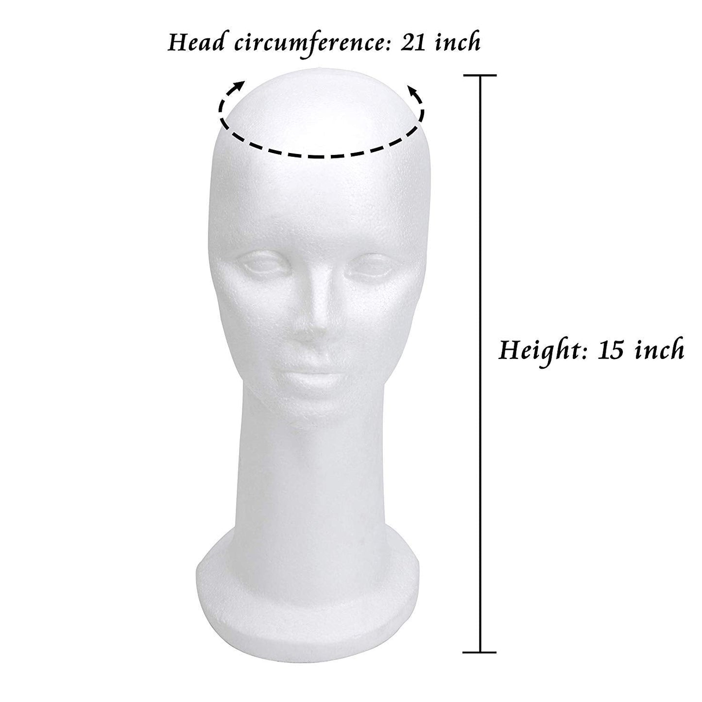 BHD BEAUTY white foam wig stand base showing the universal clamp hole