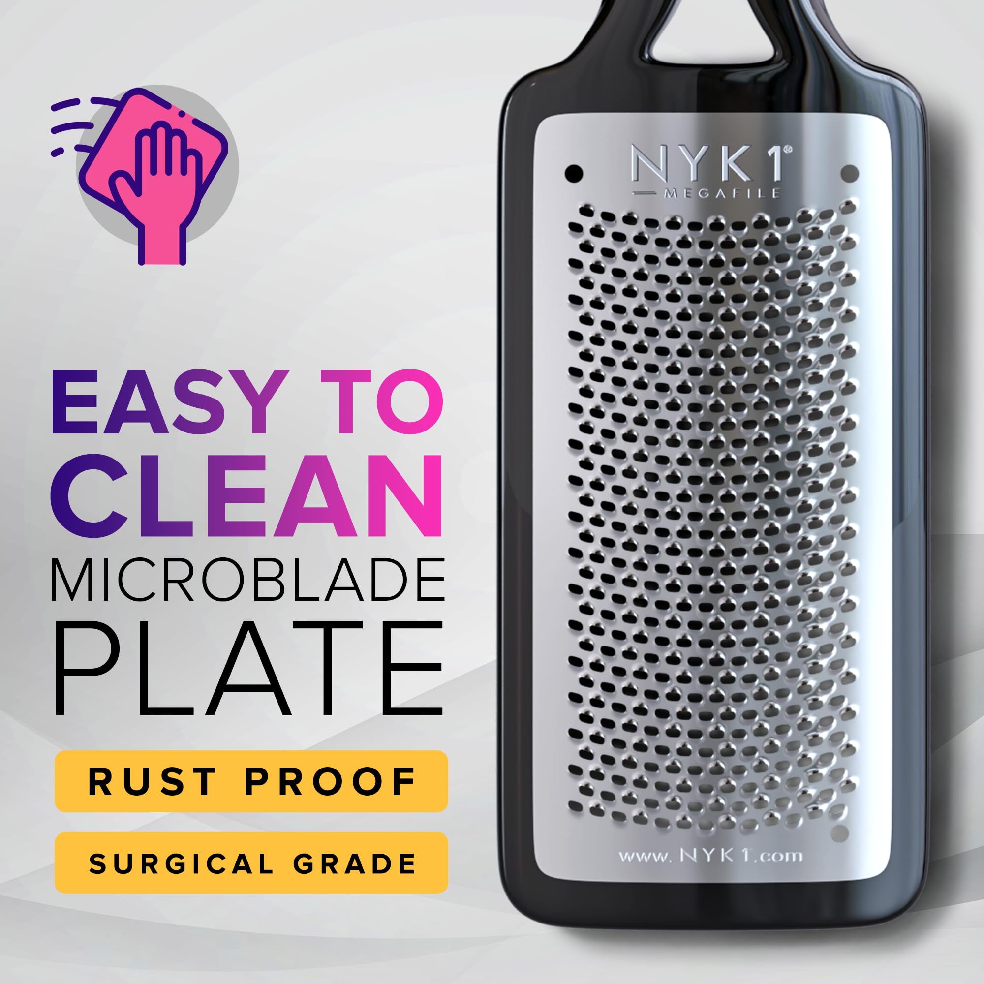 Close up of NYK1 surgical stainless steel foot rasp