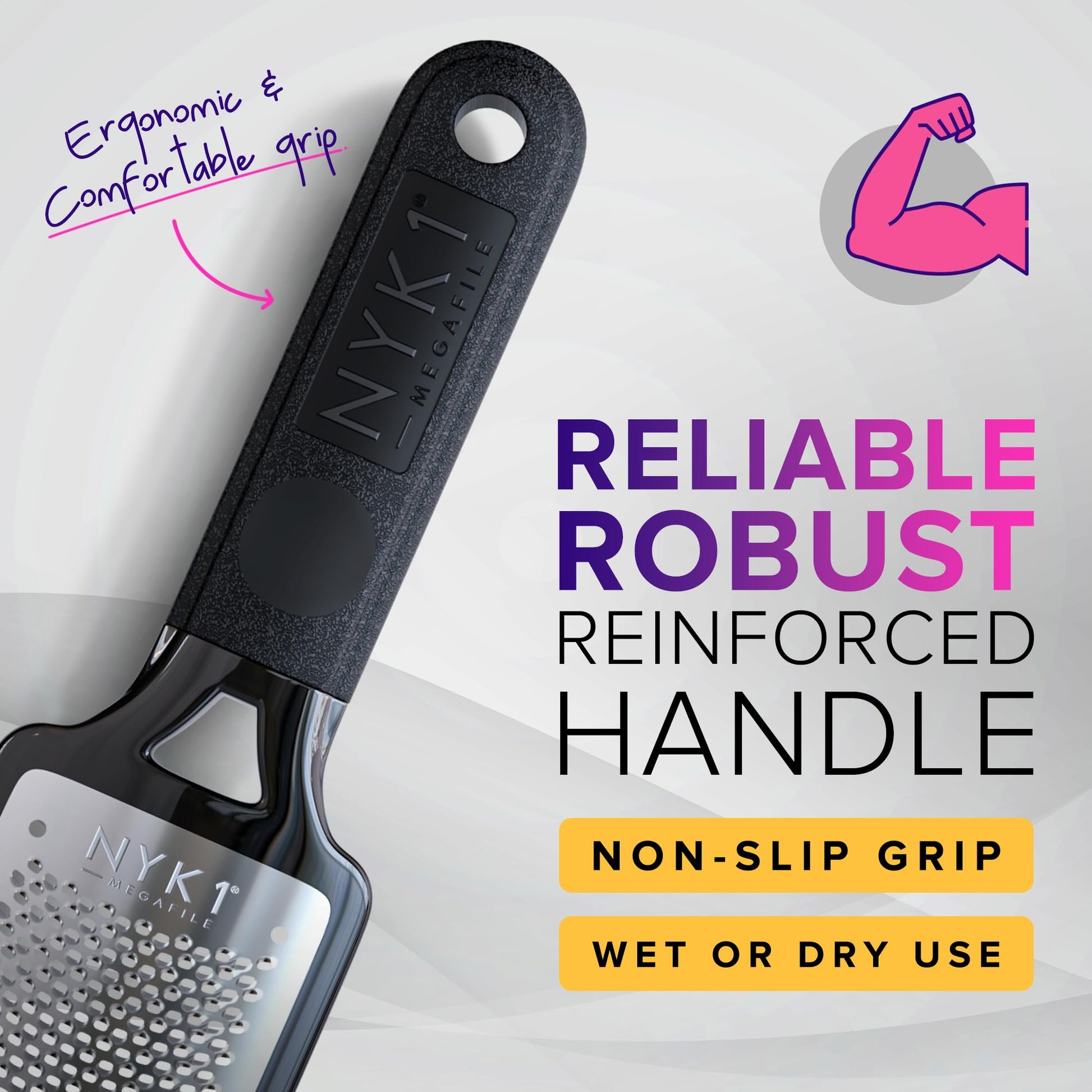 NYK1 foot file being used on heel for dry skin