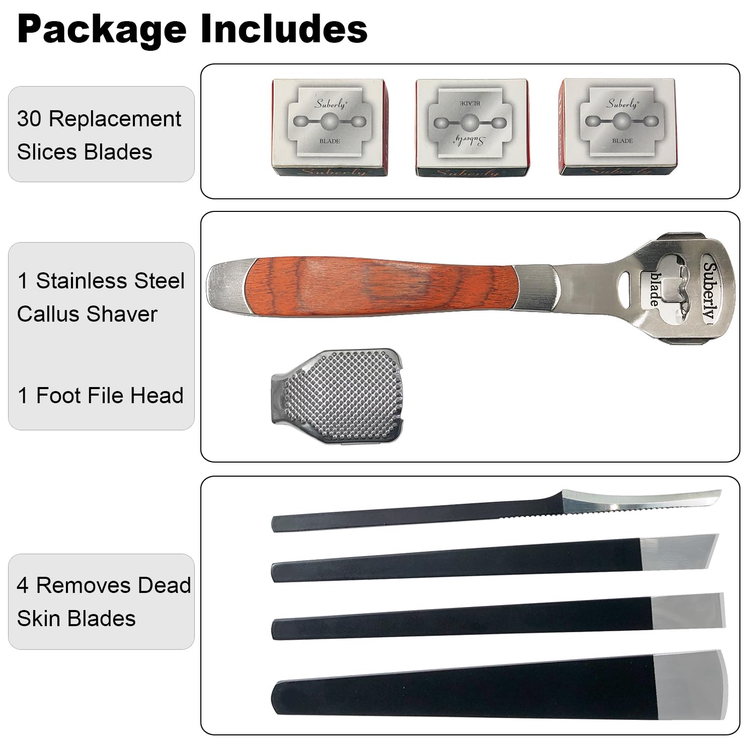 Stainless steel foot file and pedicure knives kit
