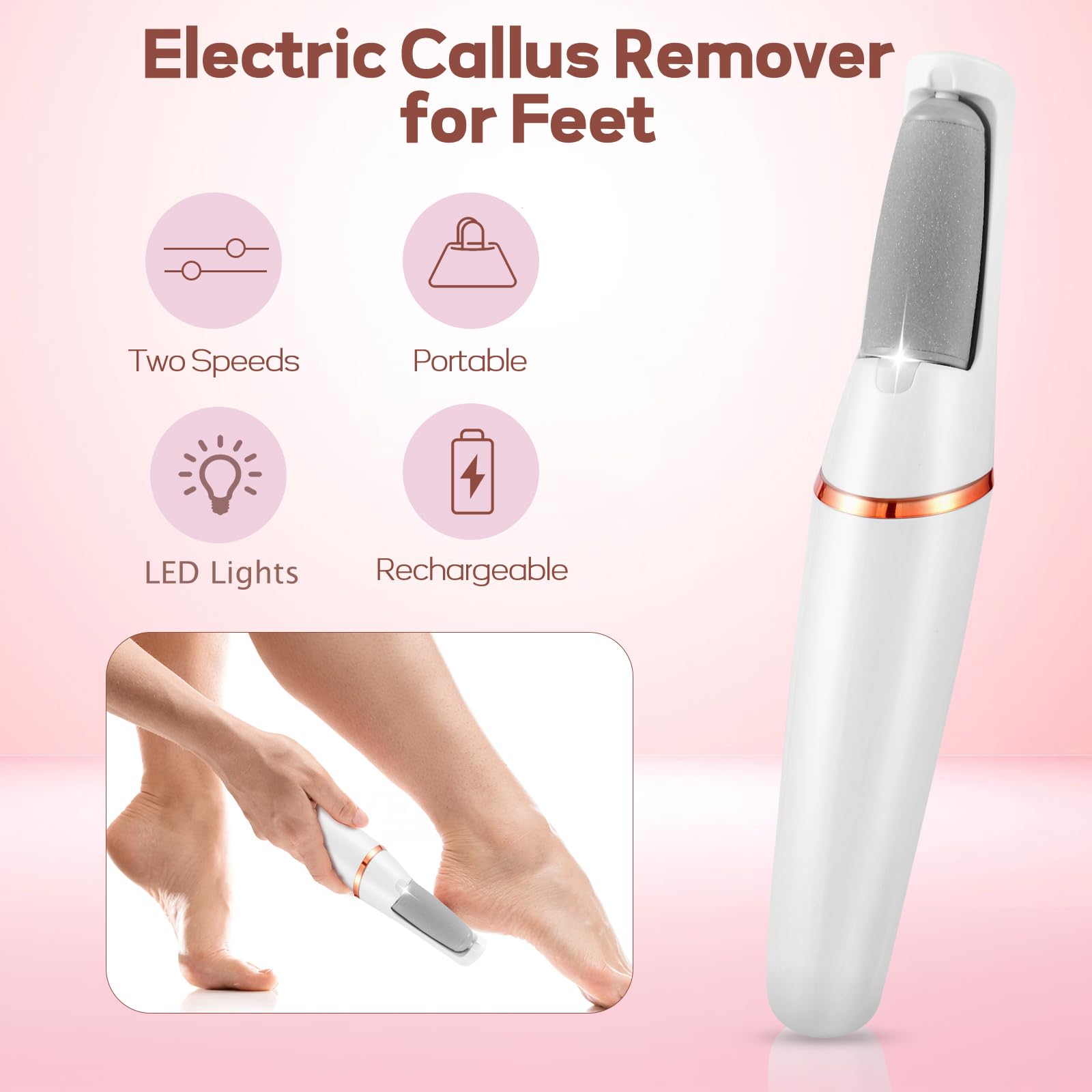 Zaboul pedicure tool with three interchangeable roller heads
