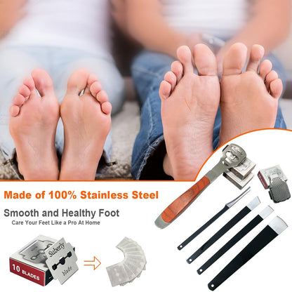 Ergonomic foot file and shaver handle for home use