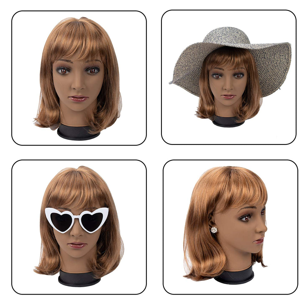 Durable polyurethane filled mannequin head being used with styling T pins.