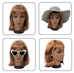 Durable polyurethane filled mannequin head being used with styling T pins.