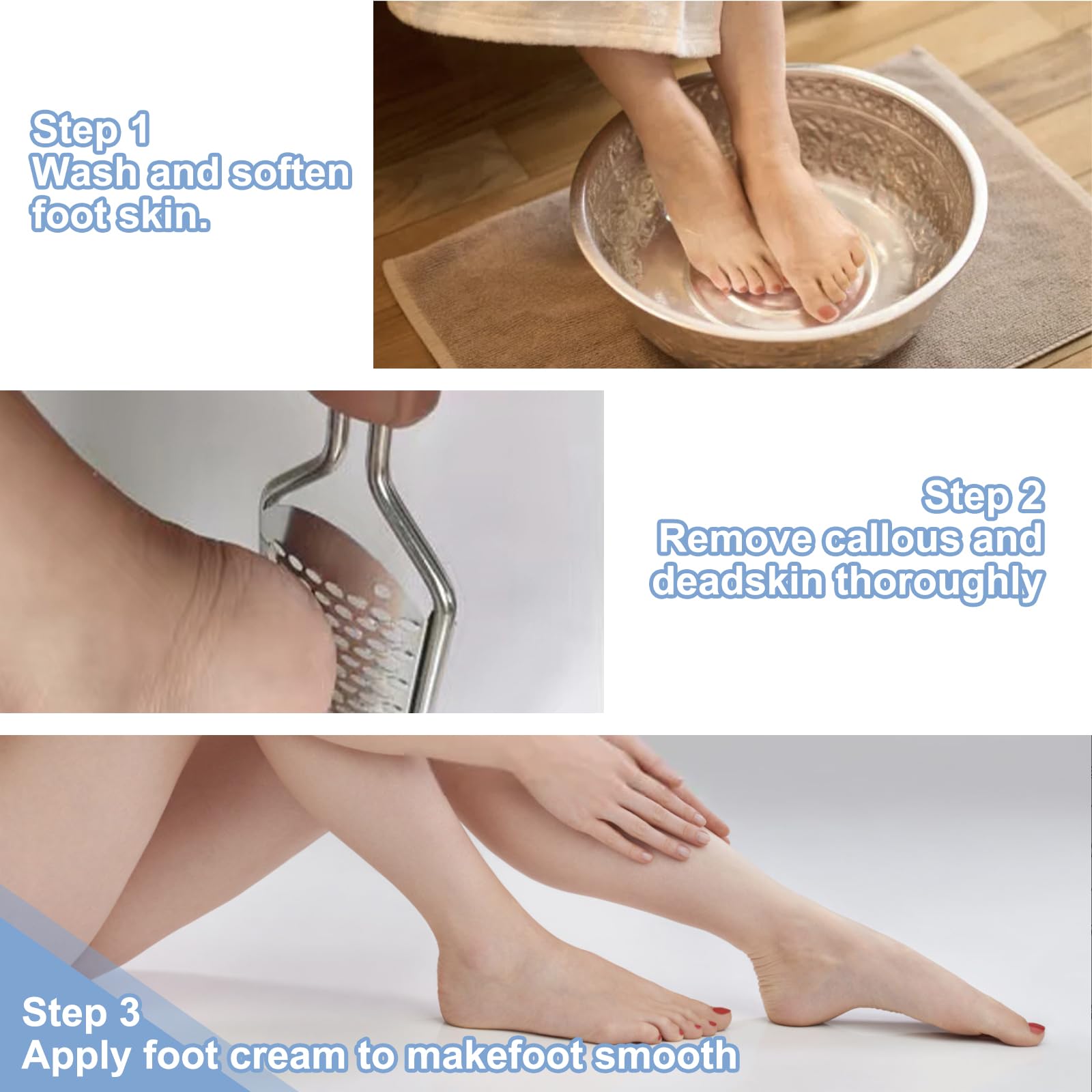 Using Untrytb foot scraper on a heel for callus removal