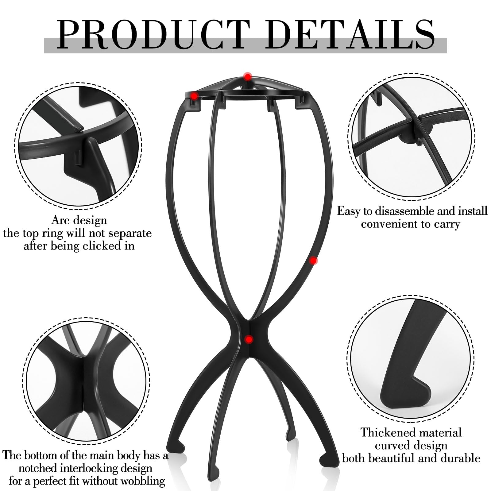 Obeoby wig holder disassembled for travel storage