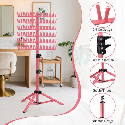 Included hair styling tools combs and clips with braiding stand
