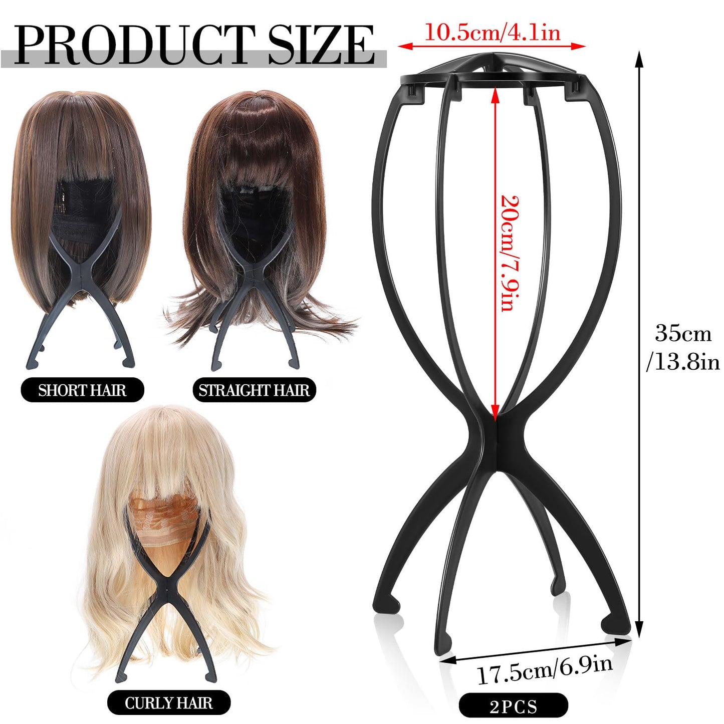 Obeoby plastic wig display stand on vanity