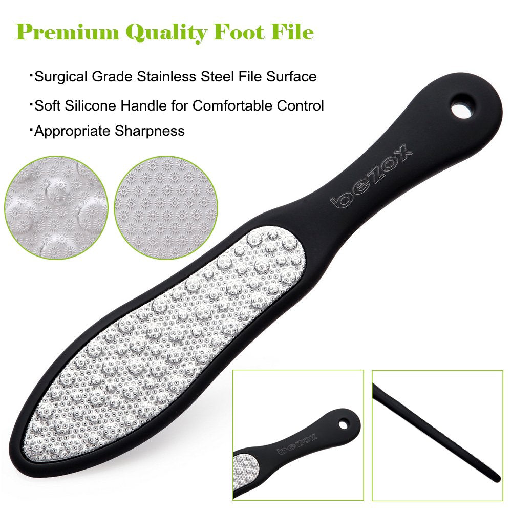 BEZOX professional pedicure tool highlighting the soft black silicone non slip handle