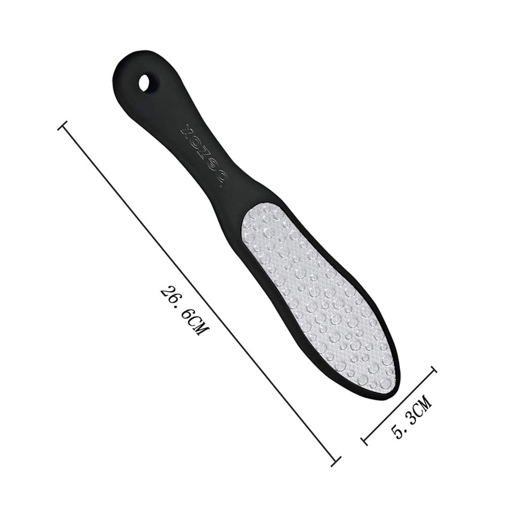 BEZOX foot file being used on a dry heel to safely remove calluses