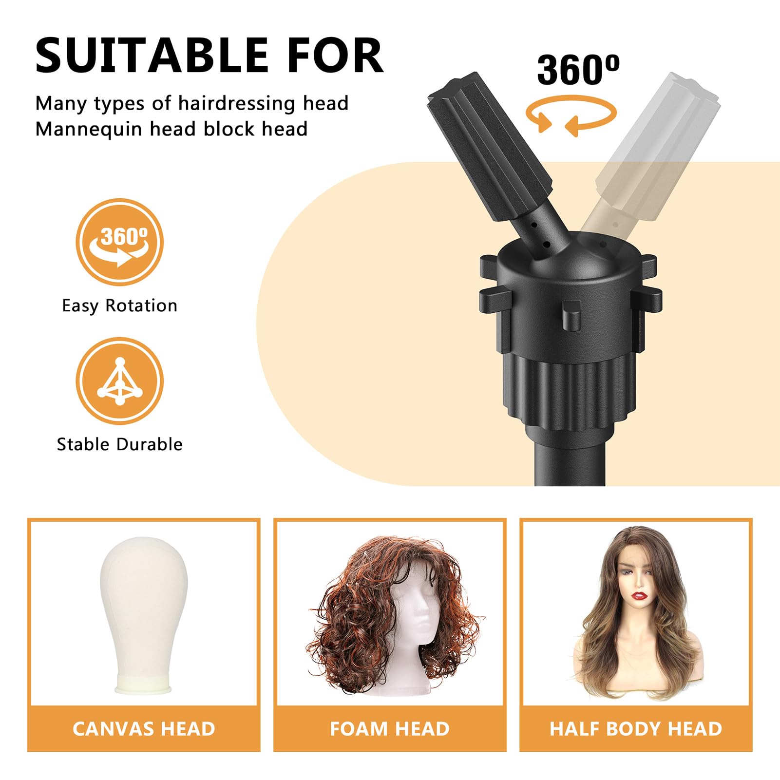 Retbtnm wig stand with mannequin head attached for styling