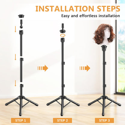 Close up of the adjustable height mechanism on the Retbtnm wig stand