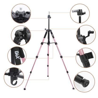 Adjustable fifty five inch rose gold alloy mannequin tripod stand close up