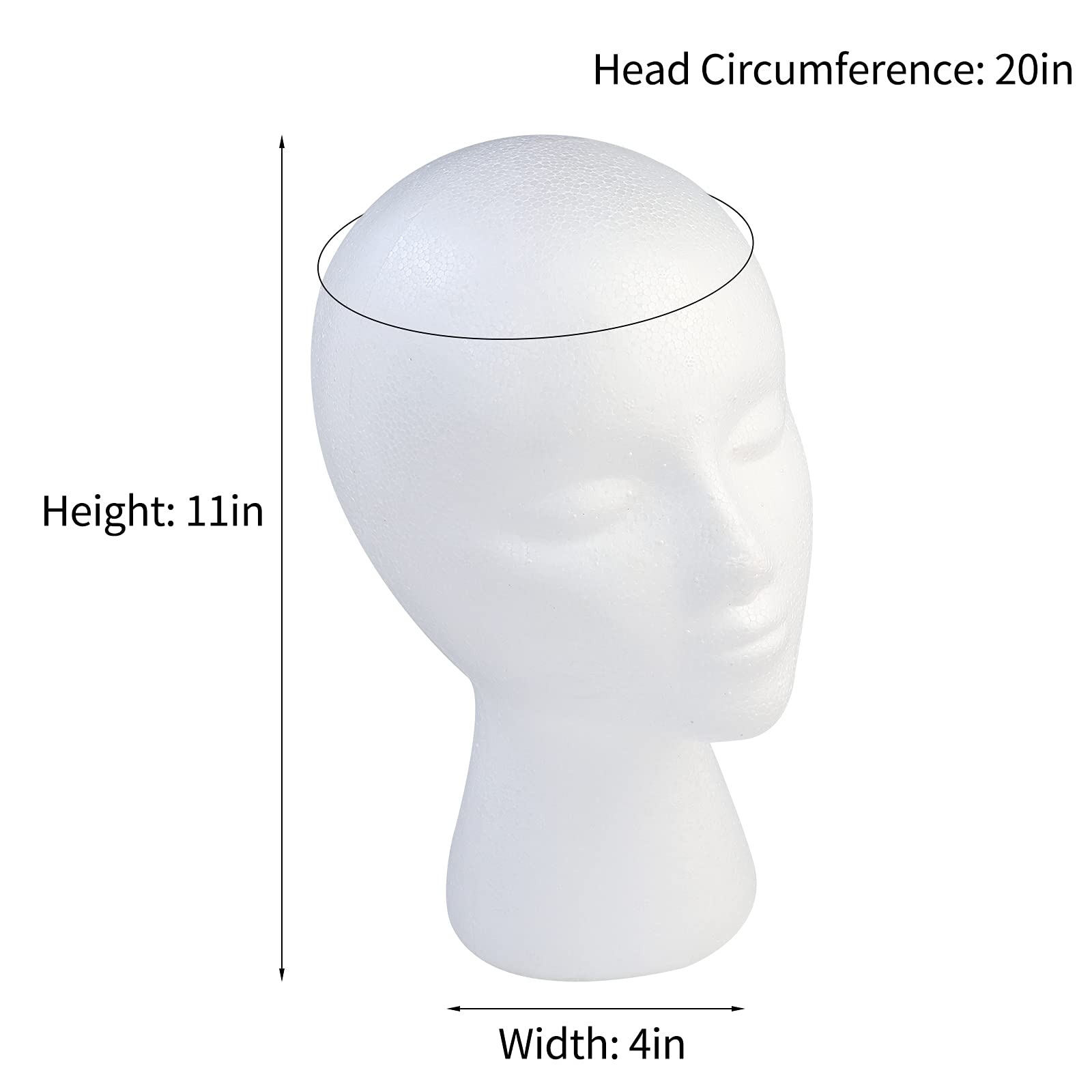 Female styrofoam mannequin head display for hats and hairpieces