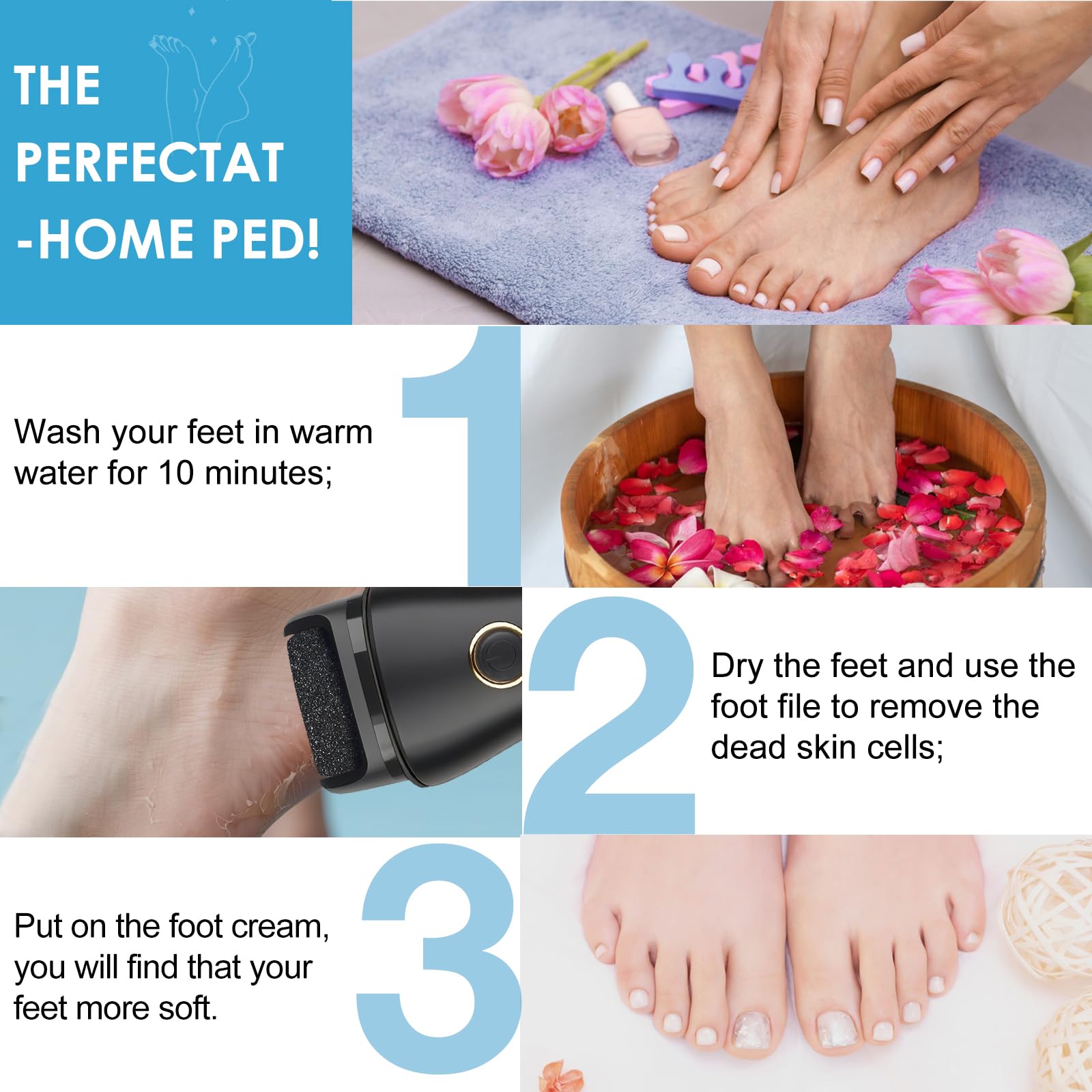 Person using Celepen electric callus remover on dry heels