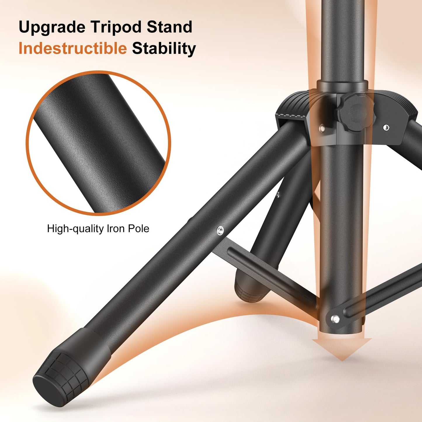 Professional cosmetology wig stand tripod showing height adjustment