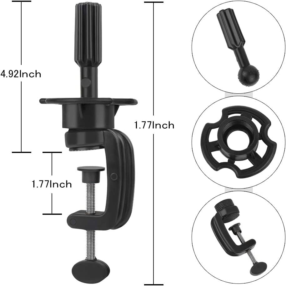 Two black Teenitor wig mannequin head holder clamps showing the adjustable screw mechanism for table attachment.