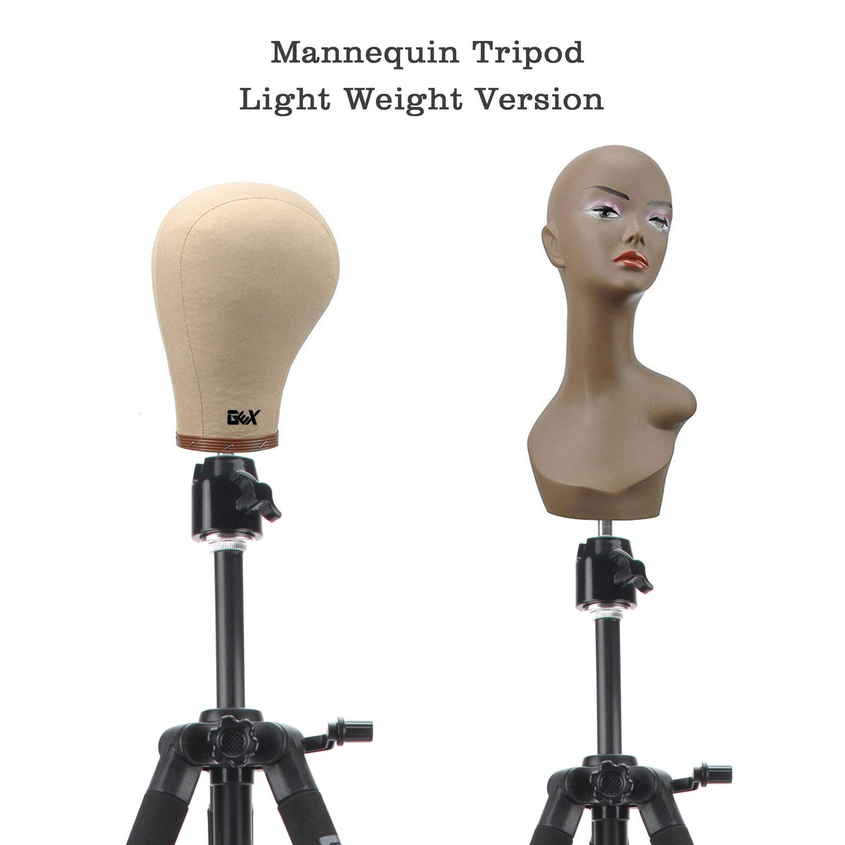 Rose gold hair stand kit showing included travel bag T pins and wig caps