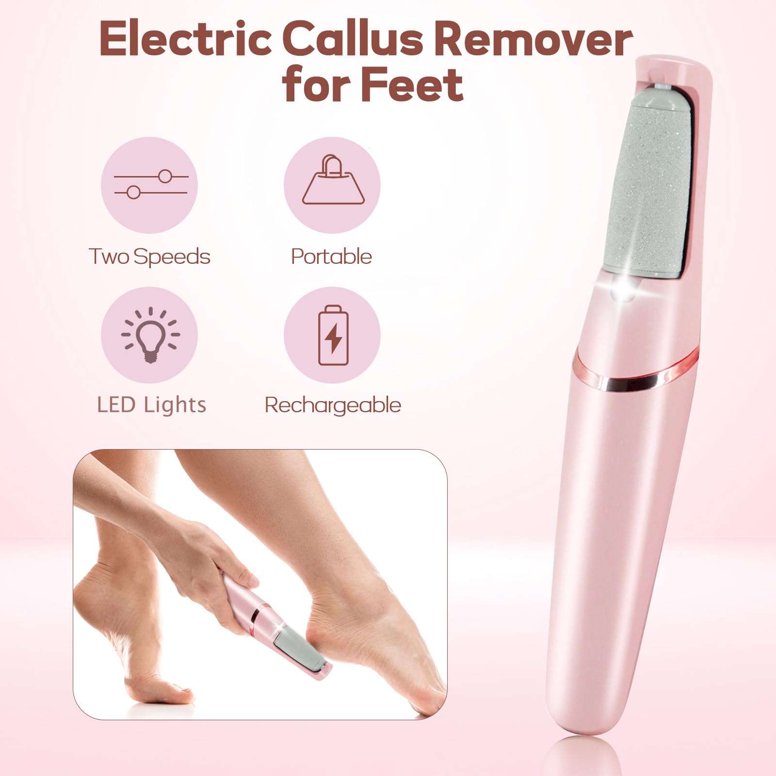 Zaboul rechargeable pedicure wand with two roller heads