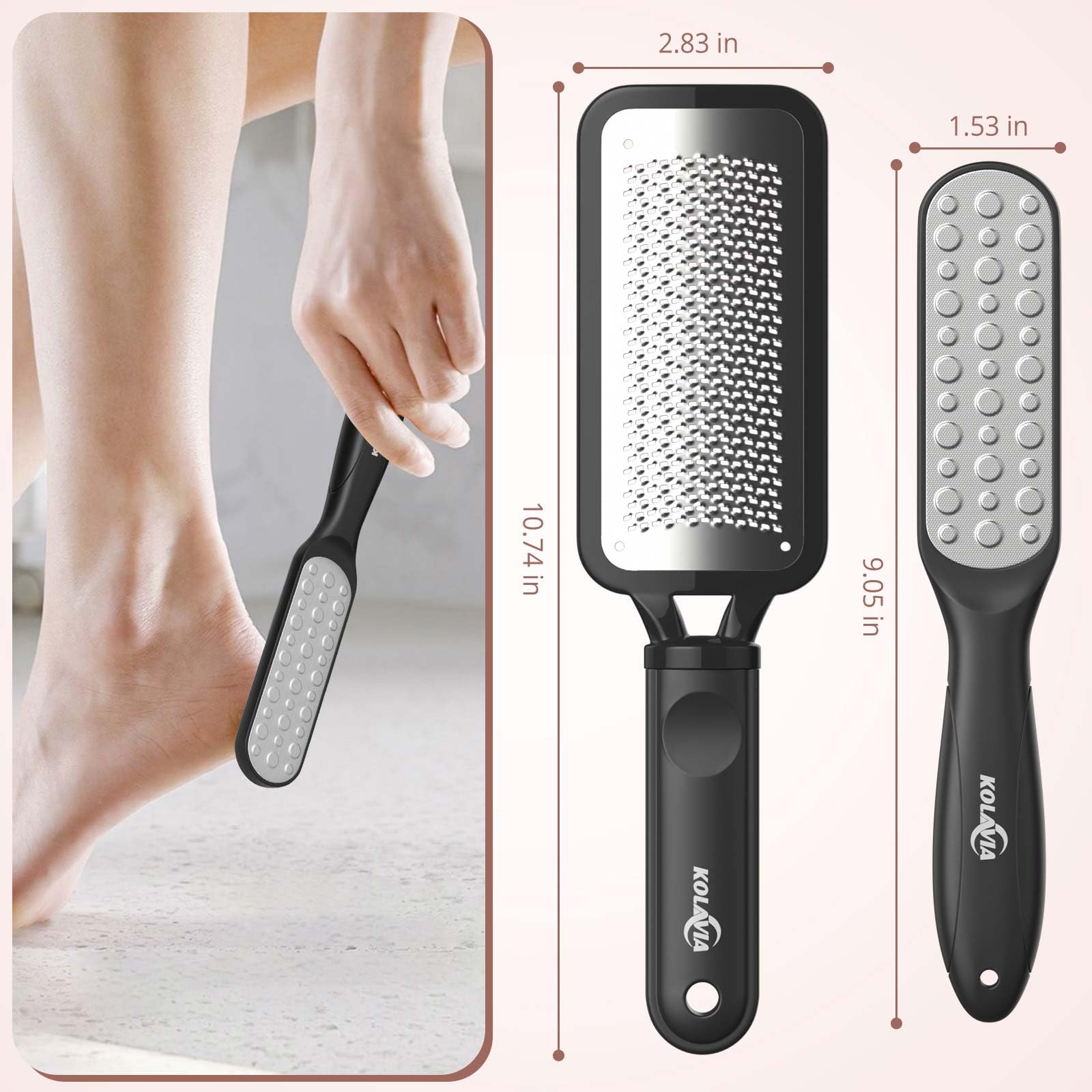 Dual-sided pedicure tool showing coarse and fine sides