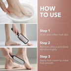 Ergonomic black handle of Kolavia foot scrubber