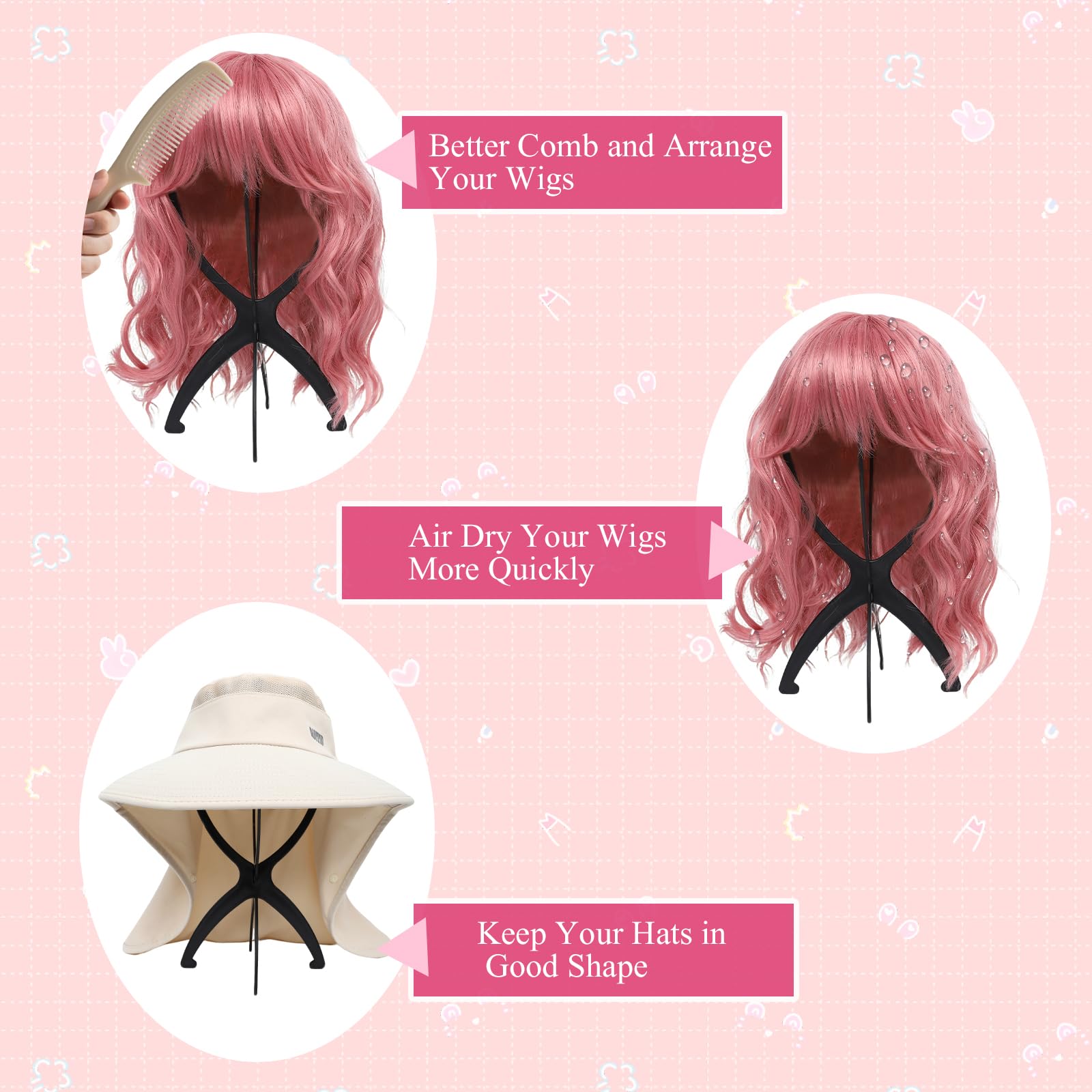 Side profile of Seewaazee portable wig holder