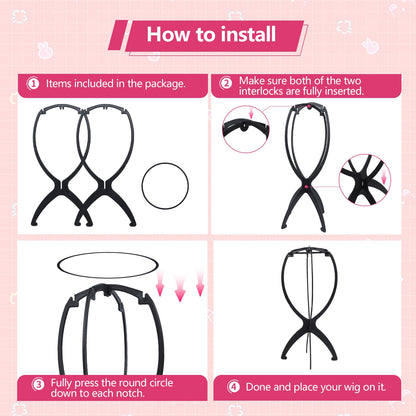Two piece wig stand setup for beauty storage