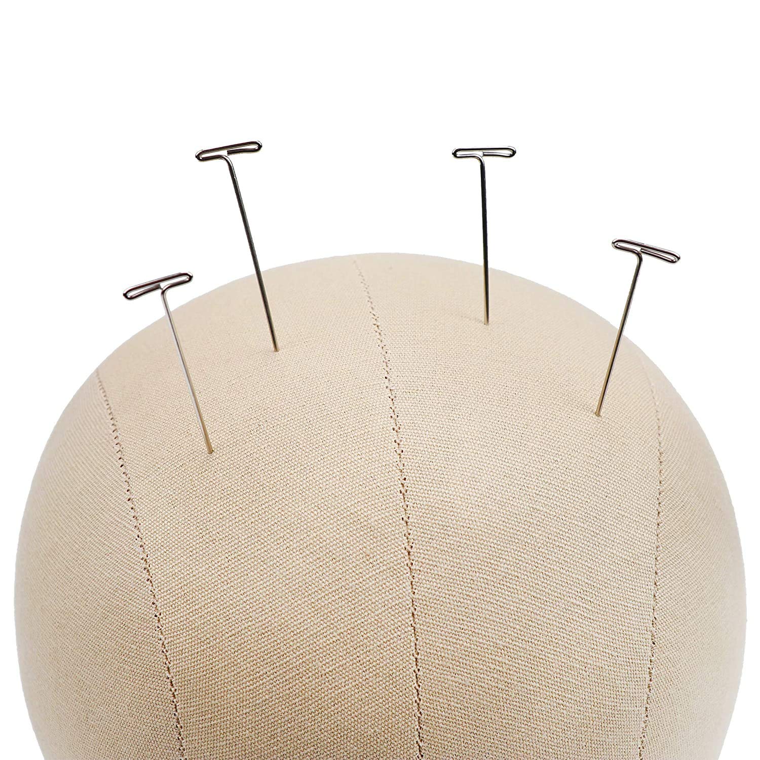 Side angle view of Gexworldwide light brown 22 inch canvas wig head showing human head proportions