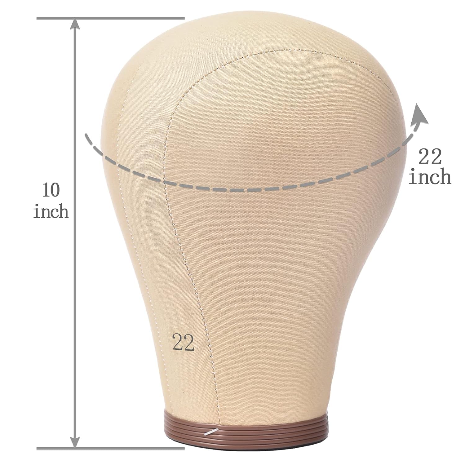 Monicass 22 inch wig display mannequin head side view showing durable canvas material