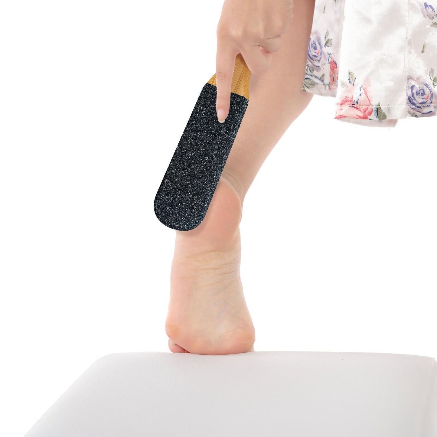 Side profile view of bamboo foot file tool