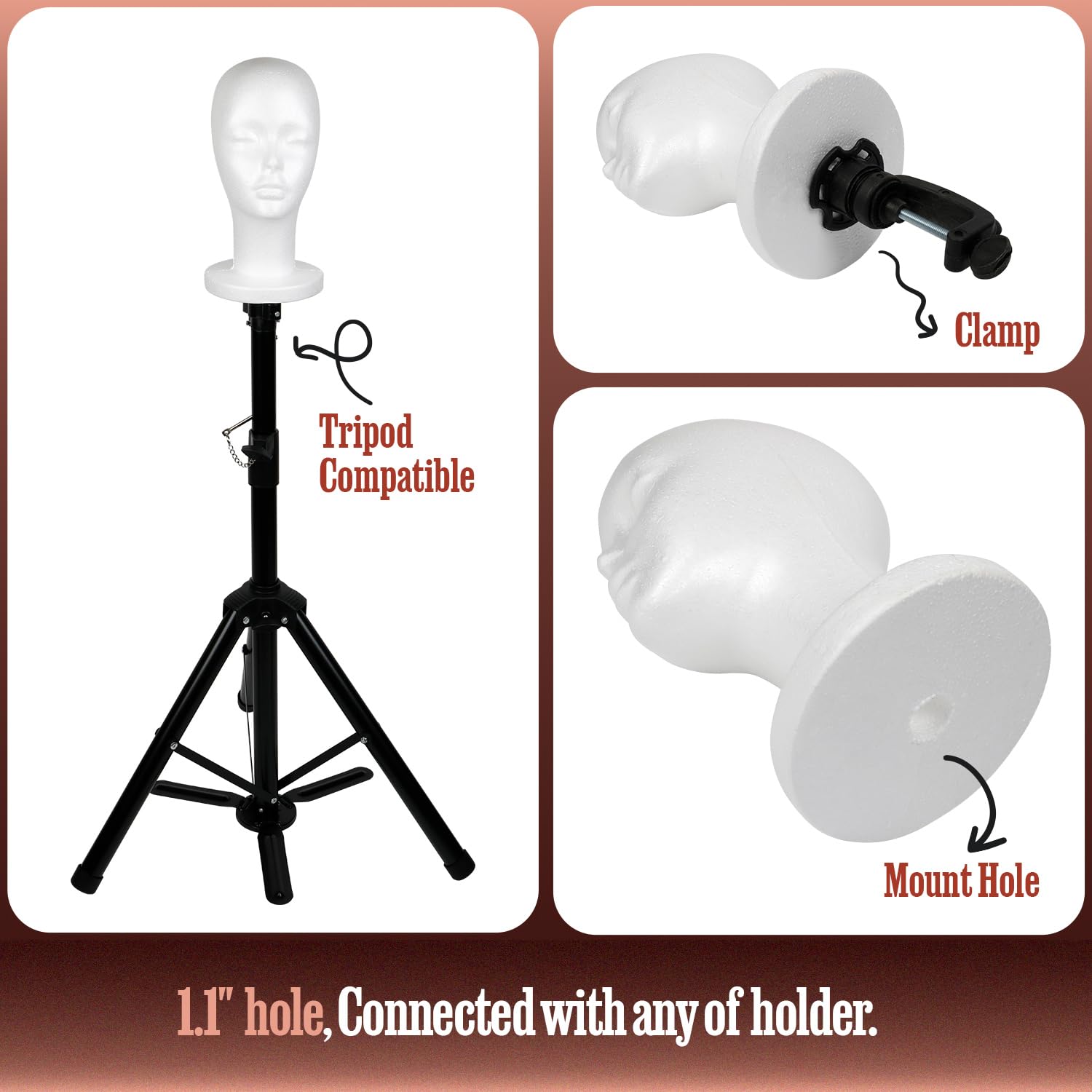 Studio Limited portable cosmetology training head for hair styling practice